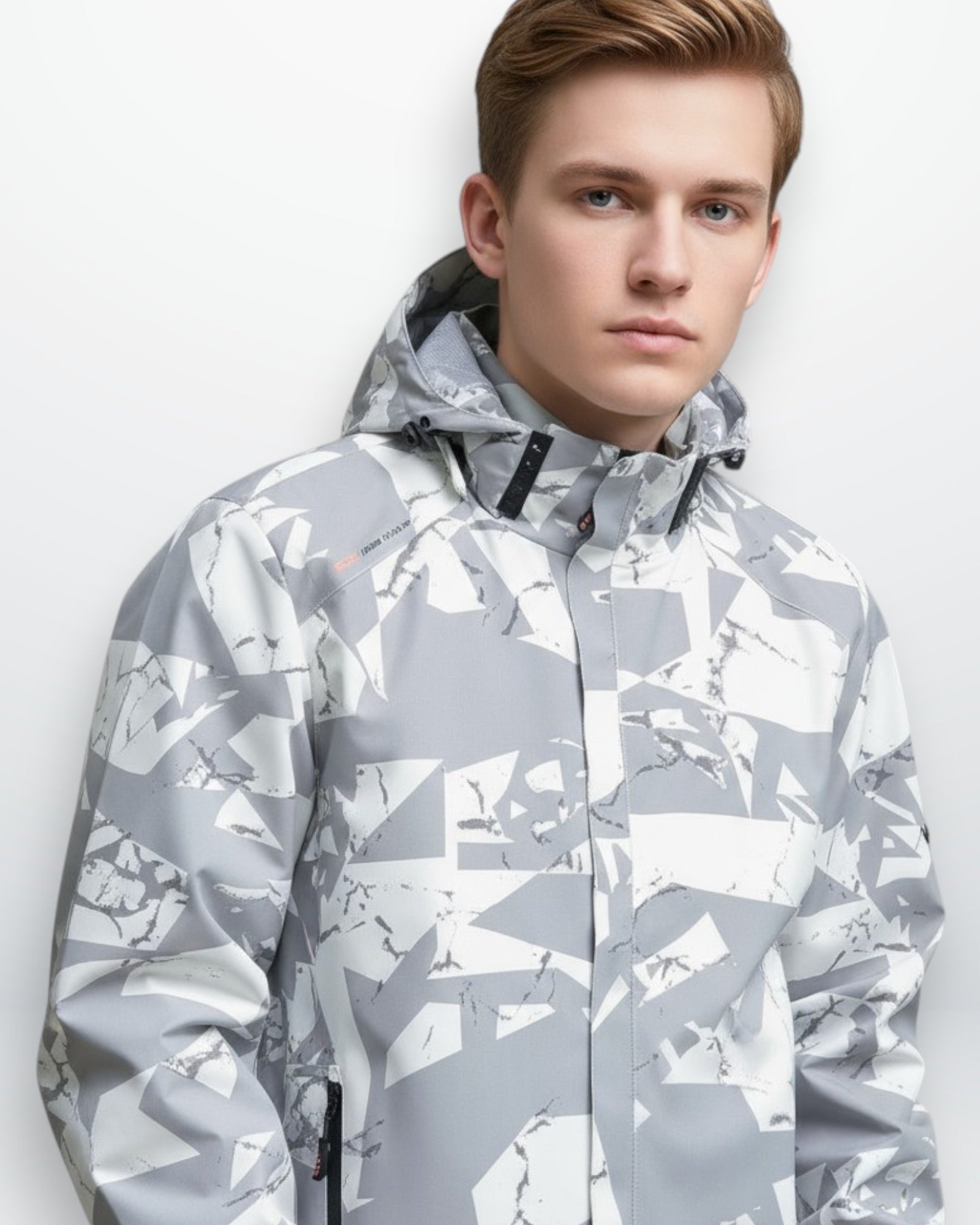 Wasserdichte Skijacke mit geometrischem Muster