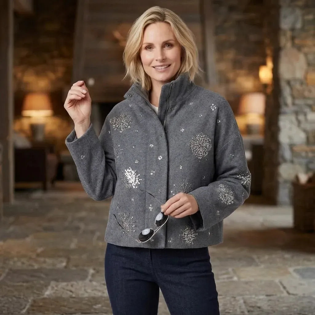 Cabanjacke für Damen aus Wollmix im Winter Grau 2