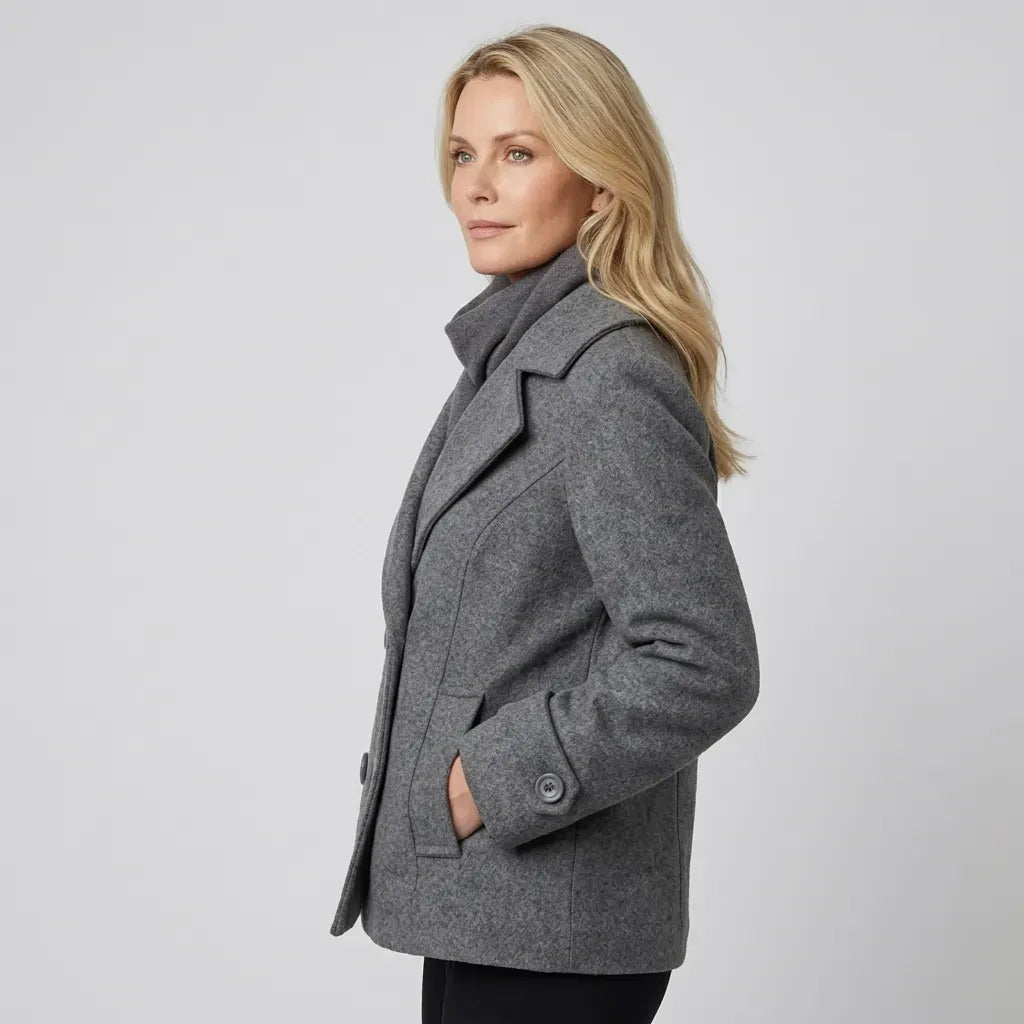 Cabanjacke für Damen aus Wollmix in kurzer Form Grau 3