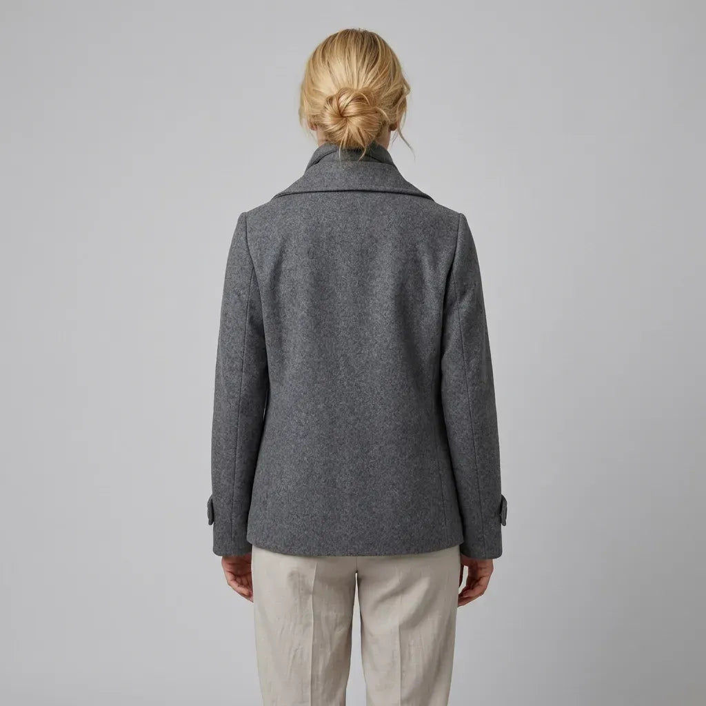 Cabanjacke für Damen aus Wollmix in kurzer Form Grau 6