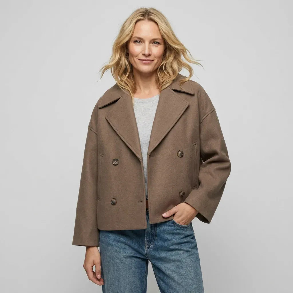Cabanjacke für Damen aus Wollmix mit Uniform Look Braun 4