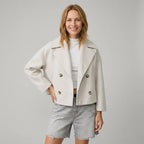 Cabanjacke für Damen aus Wollmix mit Uniform Look Weiß 5