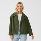 Cabanjacke für Damen aus Wollmix mit Uniform Look Dunkelgrün 6