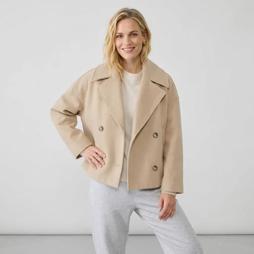 Cabanjacke für Damen aus Wollmix mit Uniform Look Beige 7