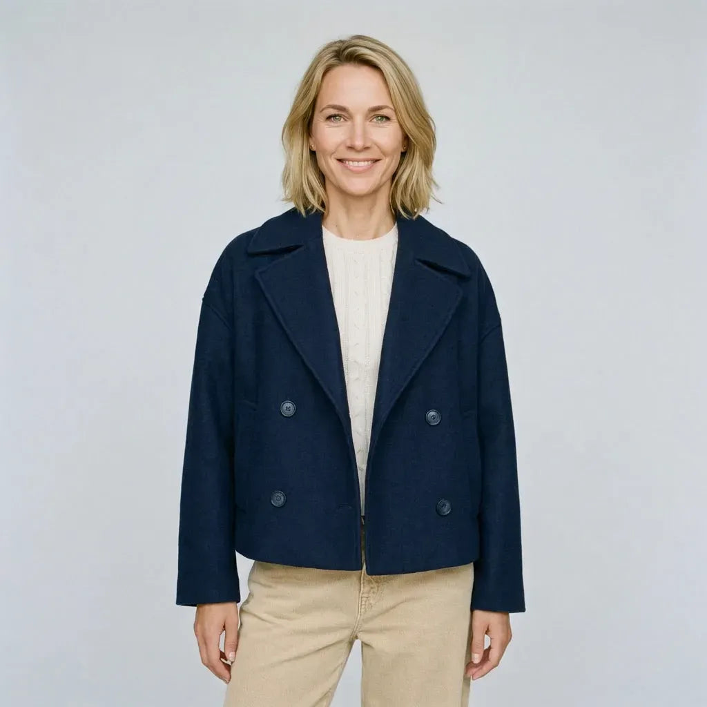 Cabanjacke für Damen aus Wollmix mit Uniform Look Dunkelblau 8