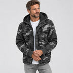 Camouflage Jacke für Herren aus Denim mit Tarnmuster Grau 3