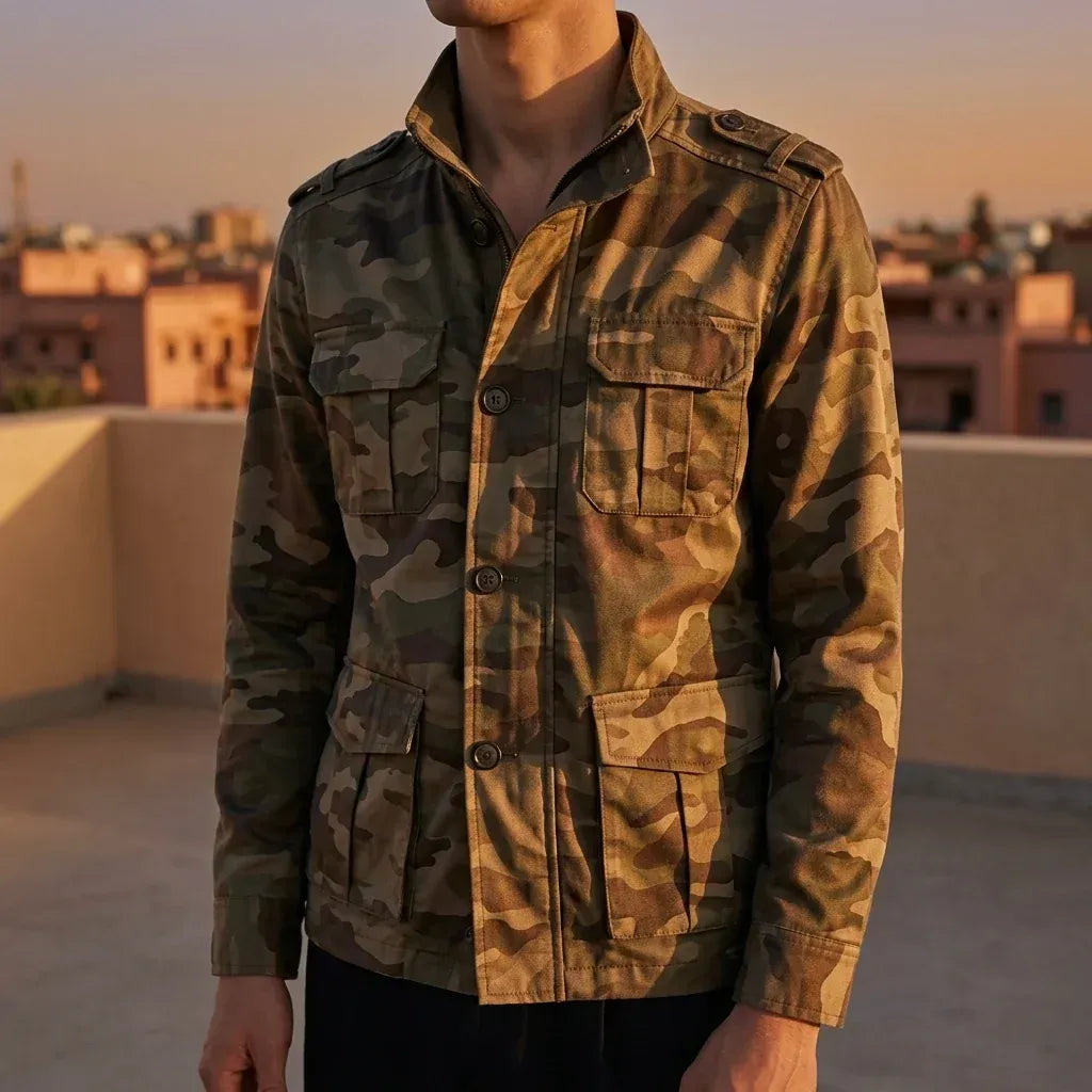 Camouflage Jacke für Herren in Oversize-Passform für die Übergangszeit Braun 3