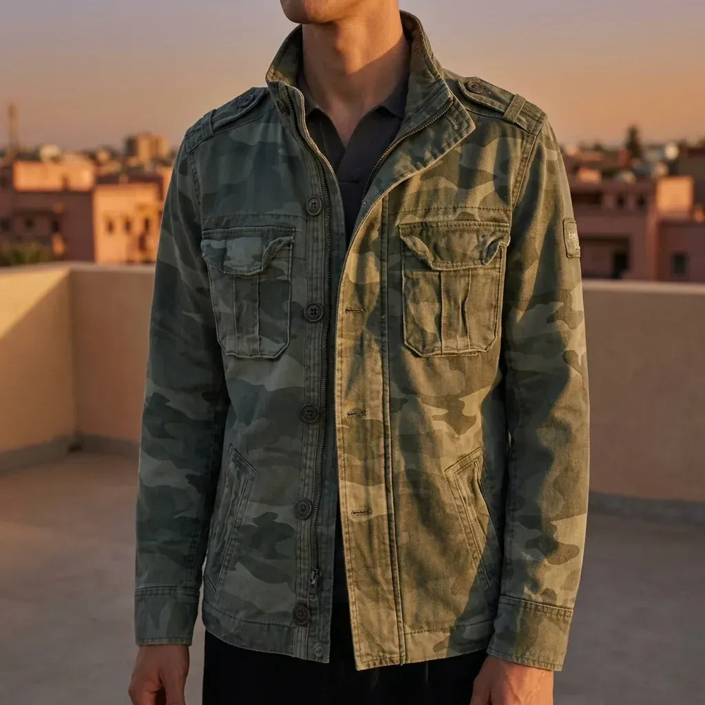 Camouflage Jacke für Herren in Oversize-Passform für die Übergangszeit Grau 4