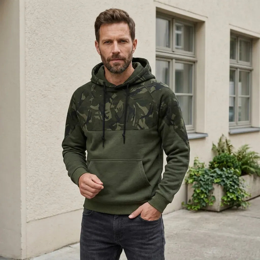 Camouflage Jacke für Herren mit Kapuze im Tarnmuster Grün 4