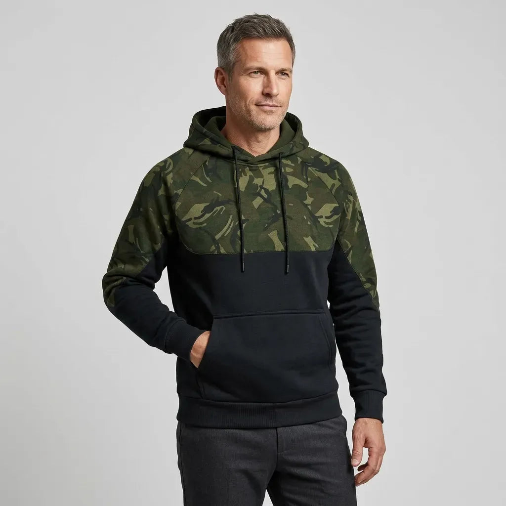 Camouflage Jacke für Herren mit Kapuze im Tarnmuster Schwarz 6