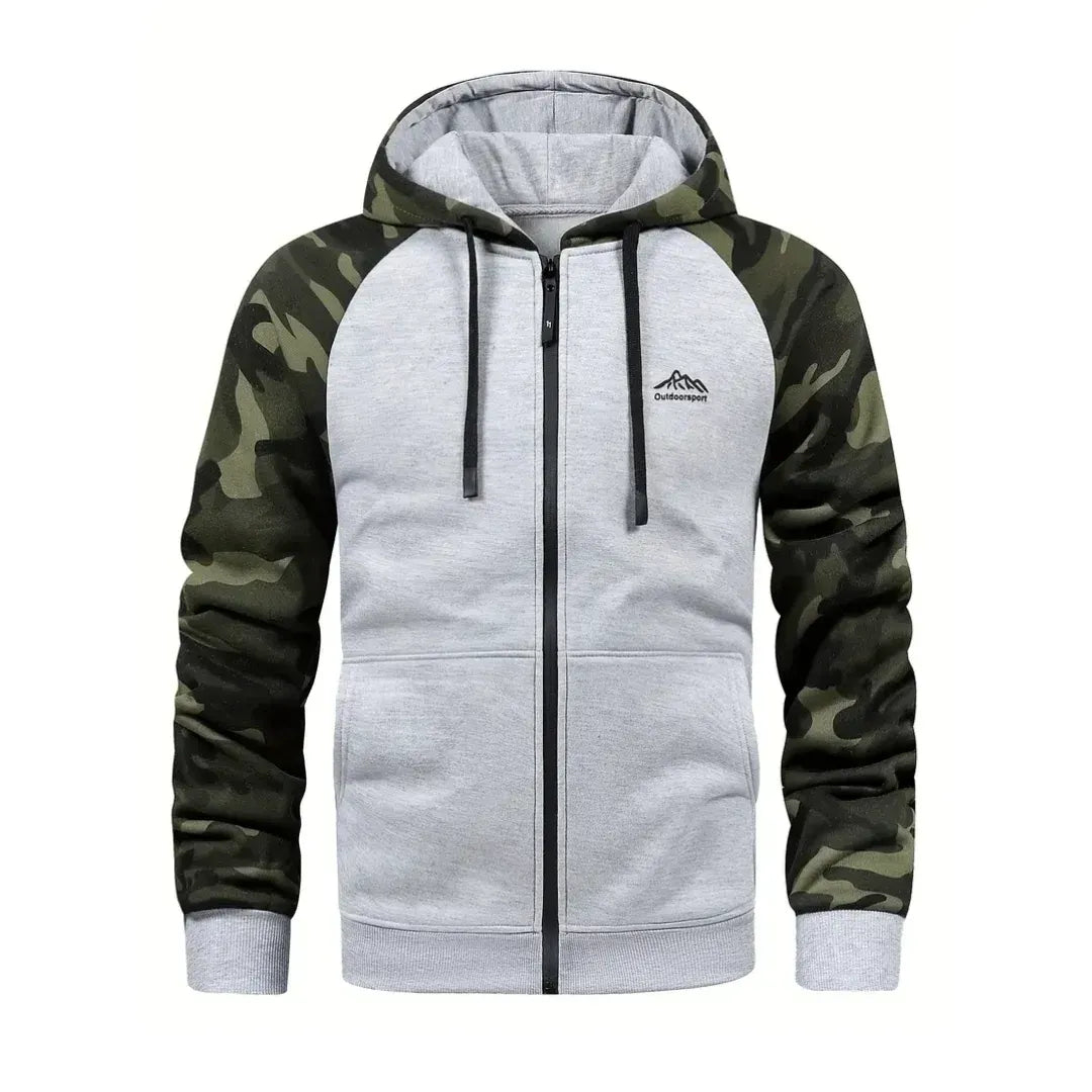 Camouflage Jacke für Herren mit Kapuze im Tarnmuster für Übergangszeiten Hellgrau 10