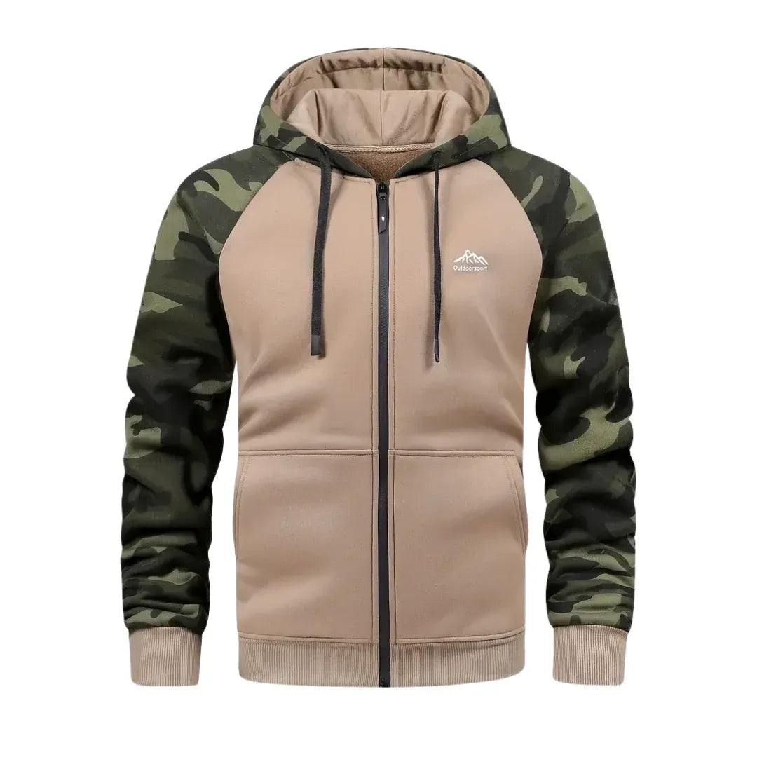 Camouflage Jacke für Herren mit Kapuze im Tarnmuster für Übergangszeiten Khaki 12