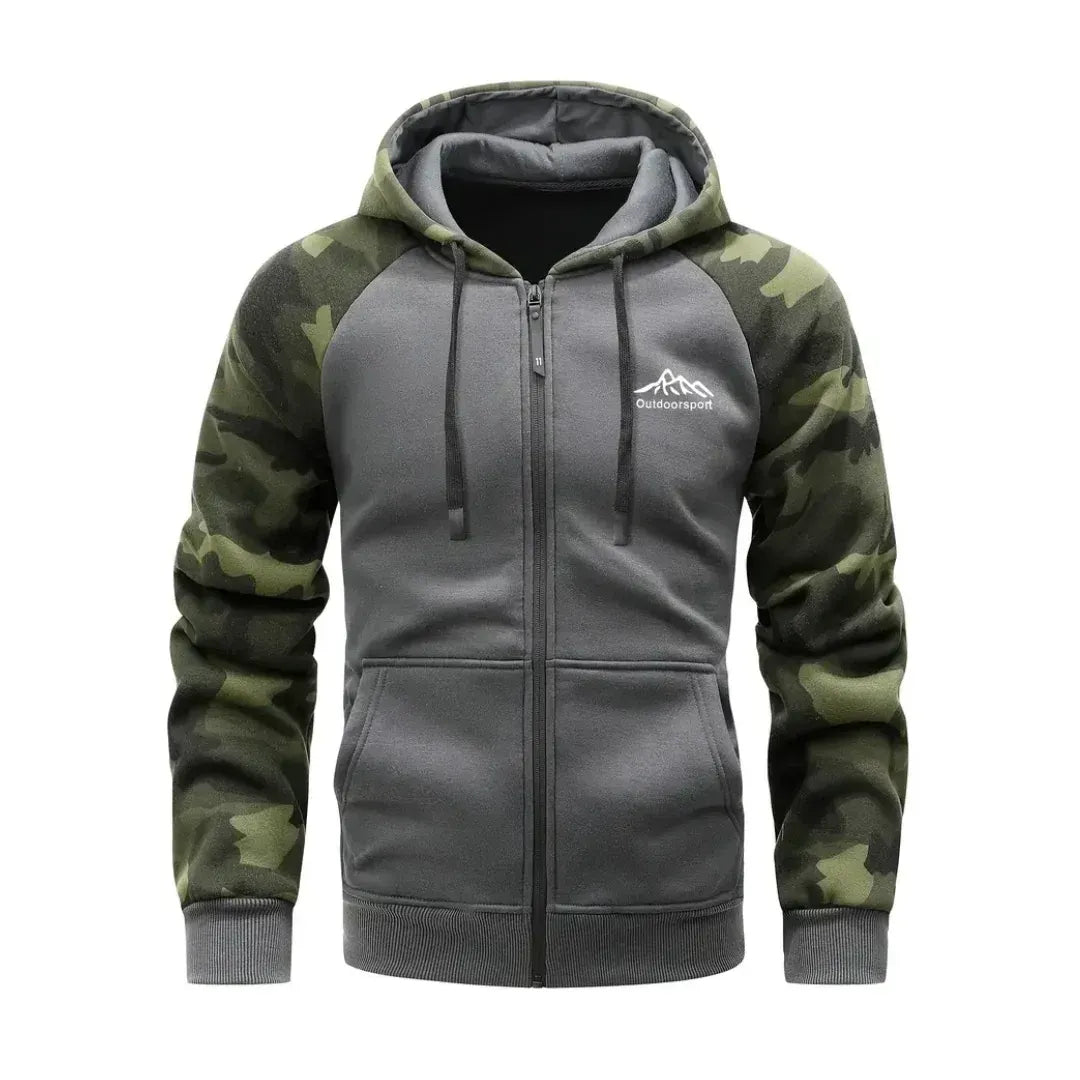 Camouflage Jacke für Herren mit Kapuze im Tarnmuster für Übergangszeiten Grau 14