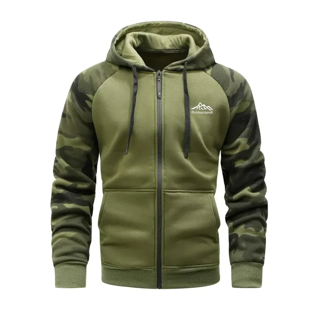 Camouflage Jacke für Herren mit Kapuze im Tarnmuster für Übergangszeiten Dunkelgrün 15