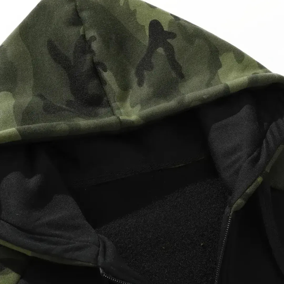 Camouflage Jacke für Herren mit Kapuze im Tarnmuster für Übergangszeiten Schwarz 19