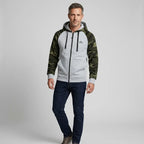 Camouflage Jacke für Herren mit Kapuze im Tarnmuster für Übergangszeiten Hellgrau 2