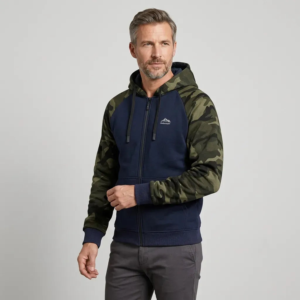 Camouflage Jacke für Herren mit Kapuze im Tarnmuster für Übergangszeiten Dunkelblau 3
