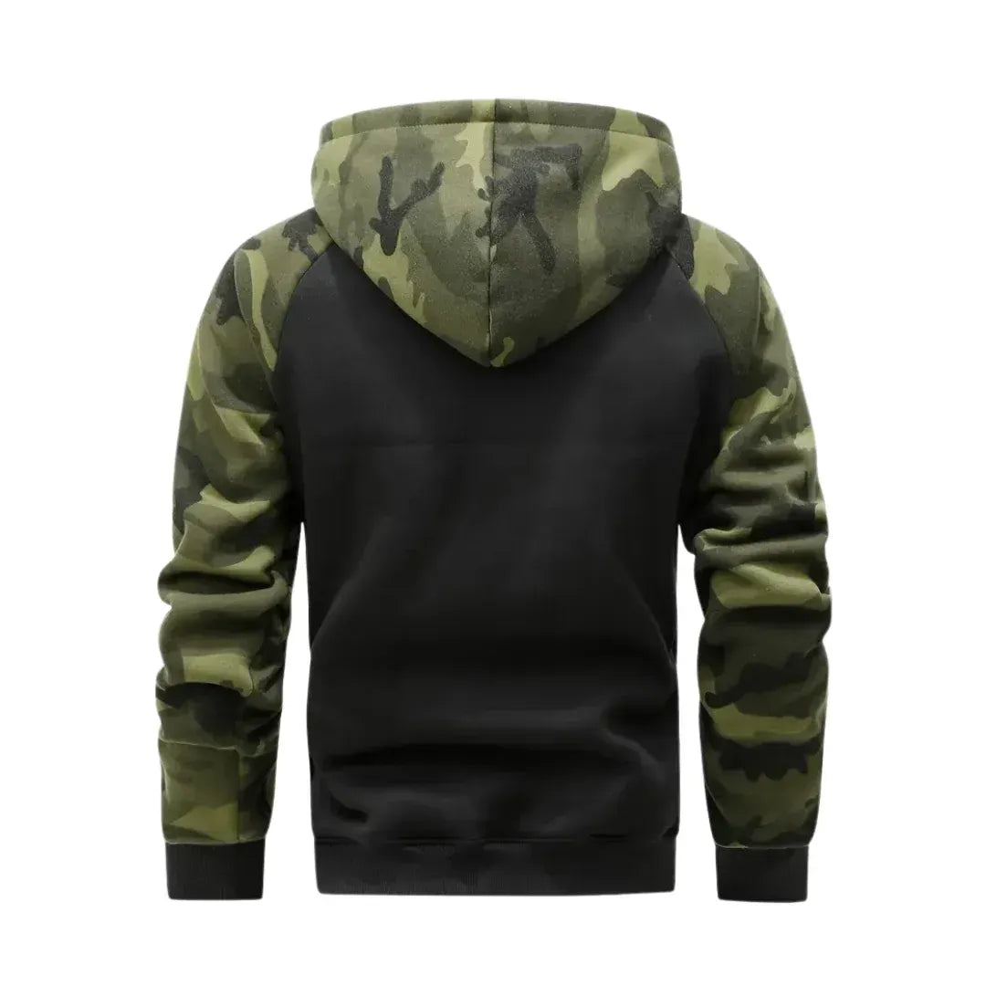 Camouflage Jacke für Herren mit Kapuze im Tarnmuster für Übergangszeiten Schwarz 9