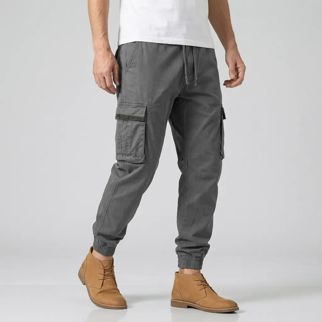 Cargohose für Herren aus Baumwolle im Tapered Fit Grau 1