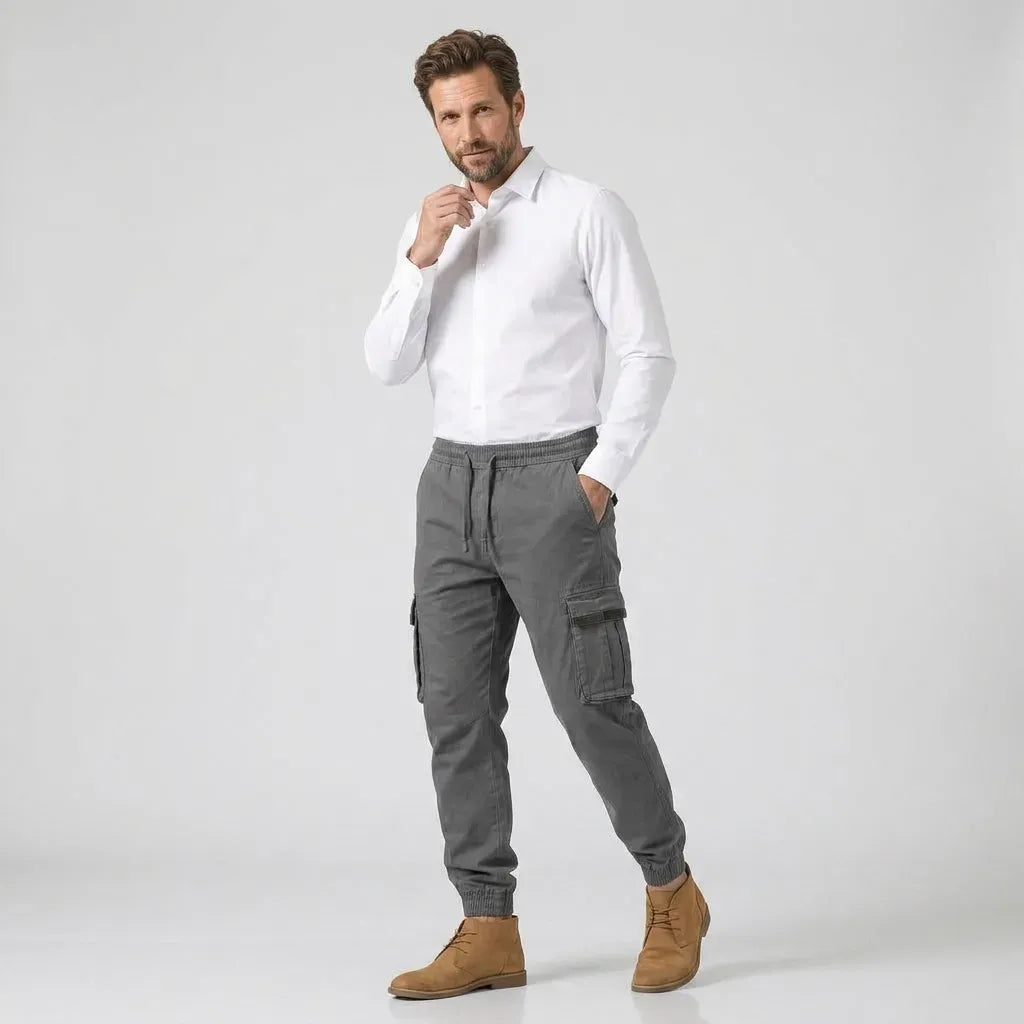 Cargohose für Herren aus Baumwolle im Tapered Fit Grau 5