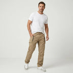 Cargohose für Herren im Regular Fit mit Taschen aus Baumwoll-Twill Khaki 1