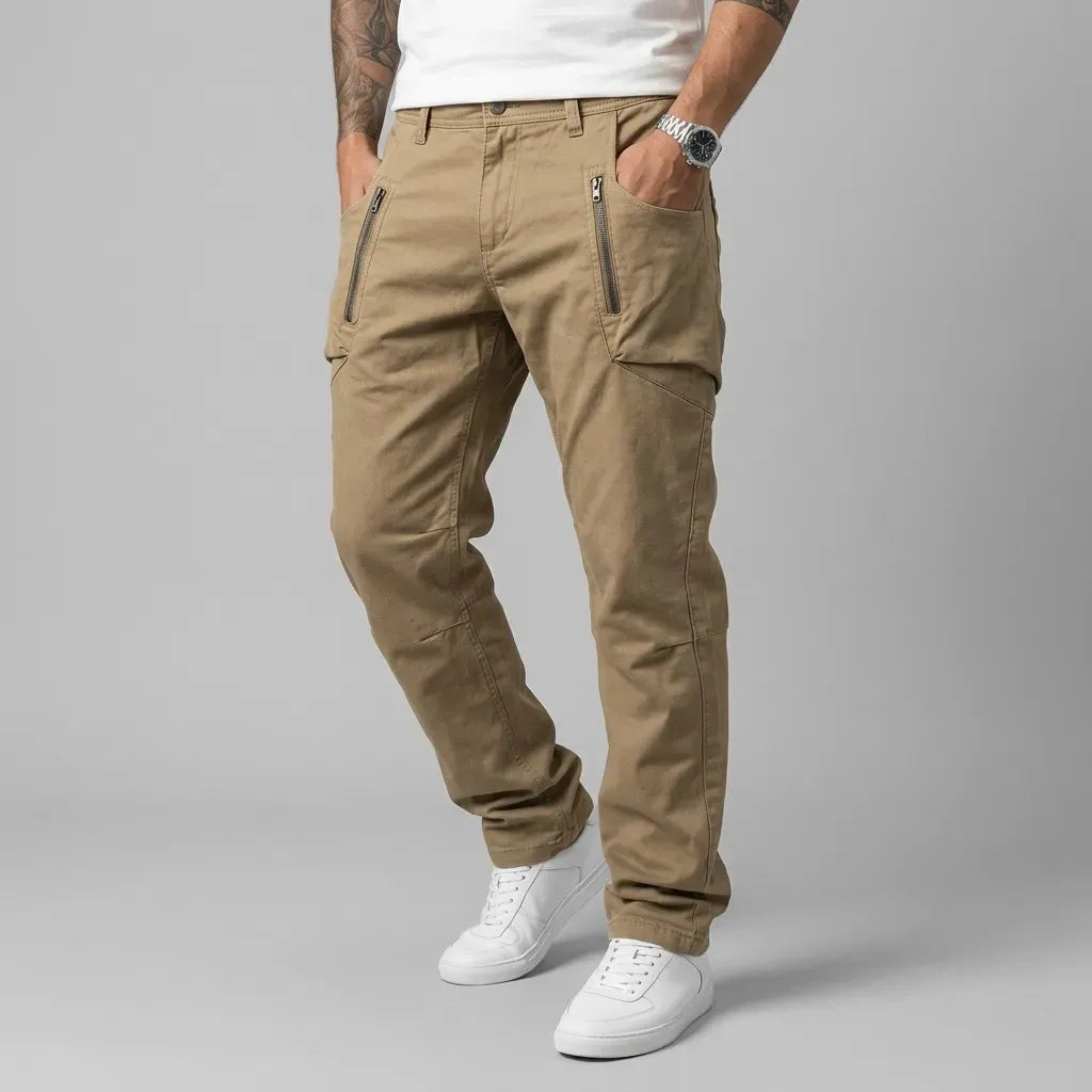 Cargohose für Herren im Regular Fit mit Taschen aus Baumwoll-Twill Khaki 5