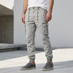 Cargohose für Herren im Slim Fit aus Baumwolle mit Kordelzug Grau 1