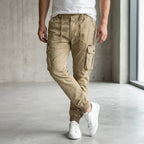 Cargohose für Herren im Slim Fit aus Baumwolle mit Kordelzug Khaki 2