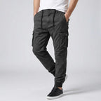 Cargohose für Herren im Slim Fit aus Baumwolle mit Kordelzug Schwarz 3