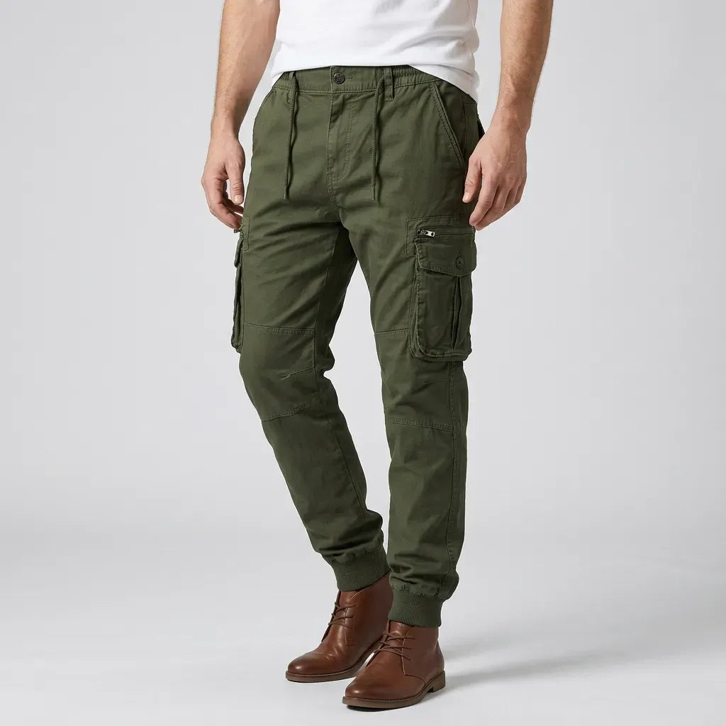 Cargohose für Herren im Slim Fit aus Baumwolle mit Kordelzug Grün 4