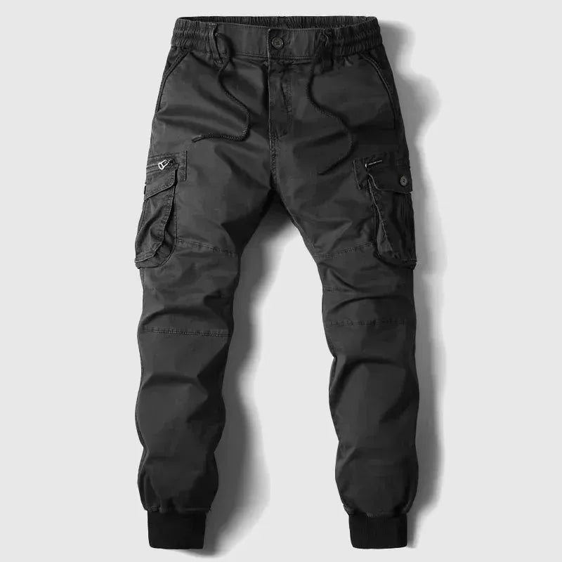 Cargohose für Herren im Slim Fit aus Baumwolle mit Kordelzug Schwarz 6