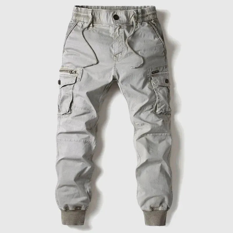 Cargohose für Herren im Slim Fit aus Baumwolle mit Kordelzug Grau 7