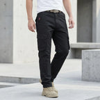 Cargohose für Herren im Straight Fit aus Twill mit Seitentaschen Schwarz 2