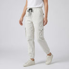 Cargohose für Herren mit elastischem Bund aus Baumwolle mit seitlichen Taschen Weiß 7