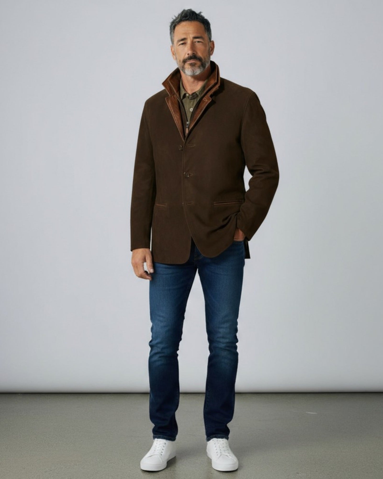 Jacke für Herren mit Reißverschluss-Stehkragen im Blazer-Stil