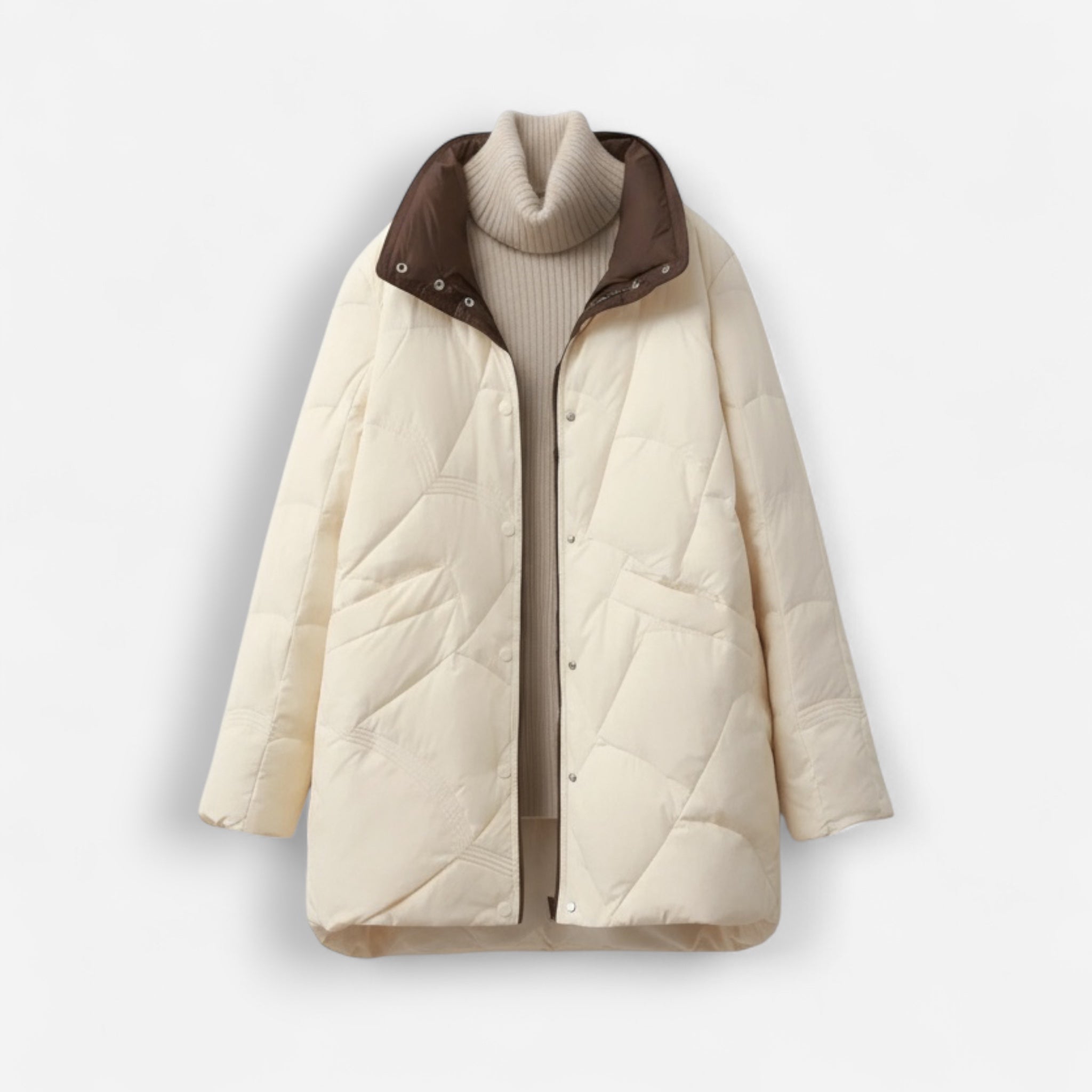 Leichte Damenjacke mit warmer Füllung und wellenförmiger Steppung - mittellang