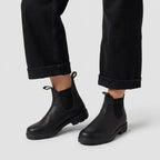 Chelsea Stiefeletten für Damen aus Glattleder mit flacher Sohle Schwarz 2