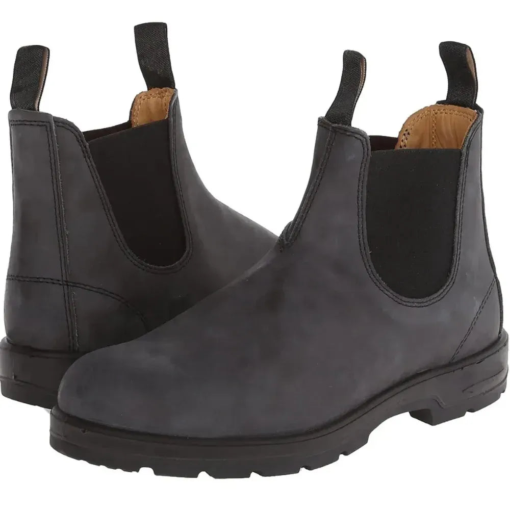 Chelsea Stiefeletten für Damen aus Glattleder mit flacher Sohle Grau 7