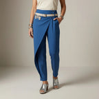 High Waist Hose für Damen mit Gürtel im eleganten tapered Schnitt mit Wickel Optik