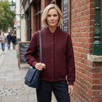 Collegejacke für Damen mit Druckknopfleiste aus Wollmischung im Freizeitlook Bordeaux 1