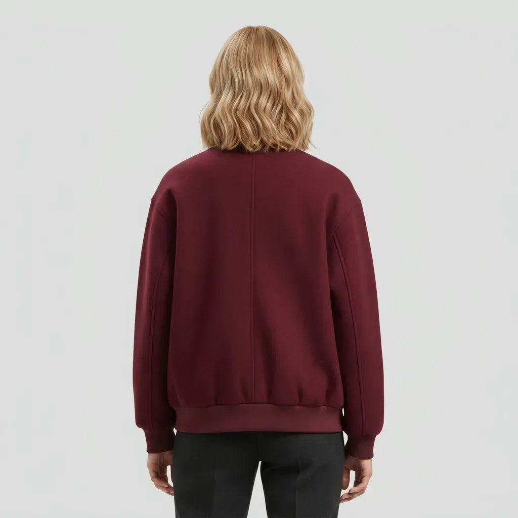 Collegejacke für Damen mit Druckknopfleiste aus Wollmischung im Freizeitlook Bordeaux 3