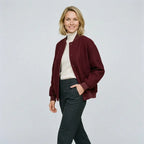 Collegejacke für Damen mit Druckknopfleiste aus Wollmischung im Freizeitlook Bordeaux 5
