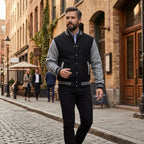 Collegejacke für Herren aus Baumwolle mit Druckknöpfen im Regular Fit Hellgrau 1