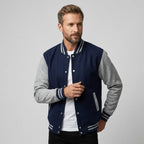 Collegejacke für Herren aus Baumwolle mit Druckknöpfen im Regular Fit Dunkelblau 2