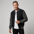 Collegejacke für Herren aus Baumwolle mit Druckknöpfen im Regular Fit Schwarz 3