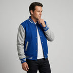 Collegejacke für Herren aus Baumwolle mit Druckknöpfen im Regular Fit Blau 4