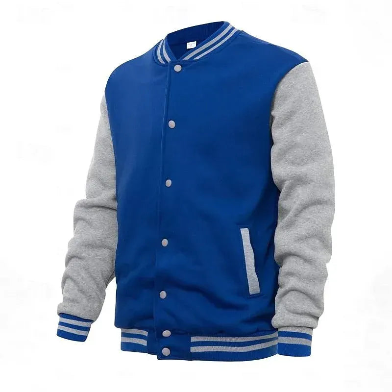 Collegejacke für Herren aus Baumwolle mit Druckknöpfen im Regular Fit Blau 8