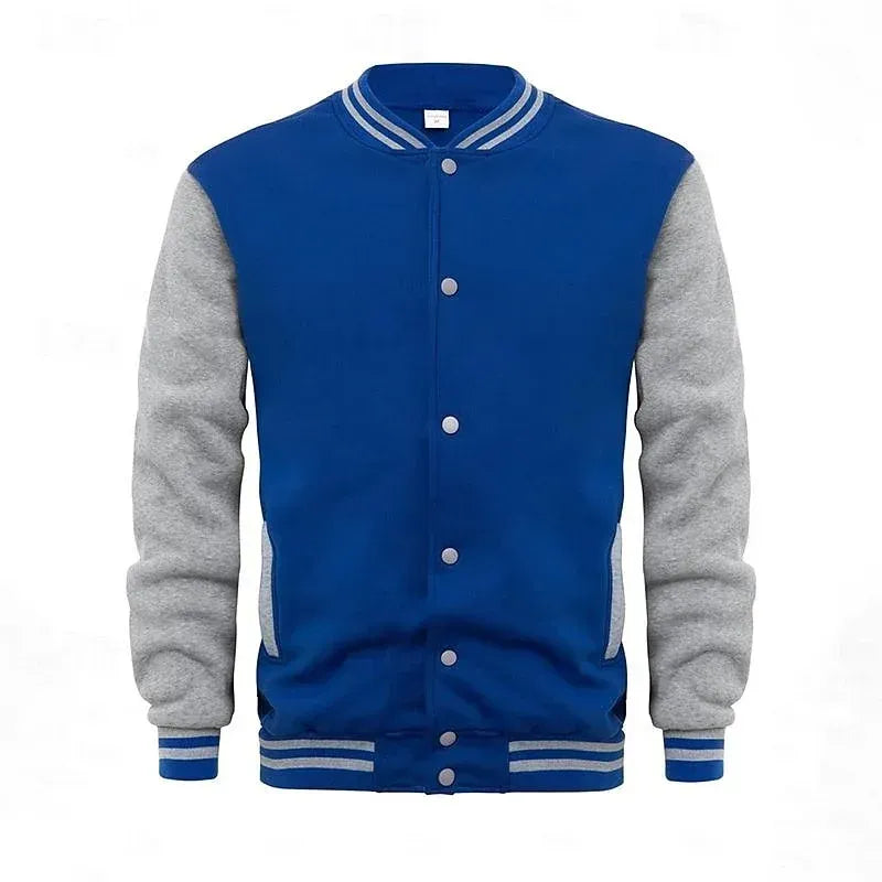 Collegejacke für Herren aus Baumwolle mit Druckknöpfen im Regular Fit Blau 9