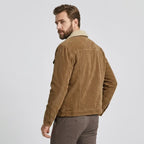 Cordjacke für Herren im Herbst als Übergangsjacke mit Teddyfutter Braun 1