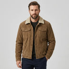 Cordjacke für Herren im Herbst als Übergangsjacke mit Teddyfutter Braun 2